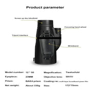 12x50 Powerful Monocular – Long Reach Portable Telescope by Habicare