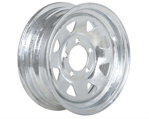 13” Galvanised Trailer Wheel Rims - Stub Pattern: 5 x 4 1/2 inches - In Store - shiny galvanised steel rims
