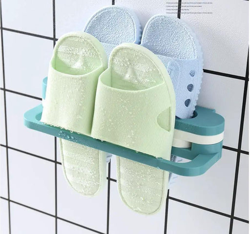 4 in 1 Foldable Slippers Holder Wall Mounted Hanging Shoes Storage Rack Organizer by salelink.co.nz