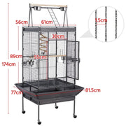 H68.5'' Play Top Parrot Cage Metal Rolling Bird Cage by Yaheetech