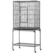 63’’H Large Parrot Cage w/ Stand Rolling Metal Pet Cage by Yaheetech