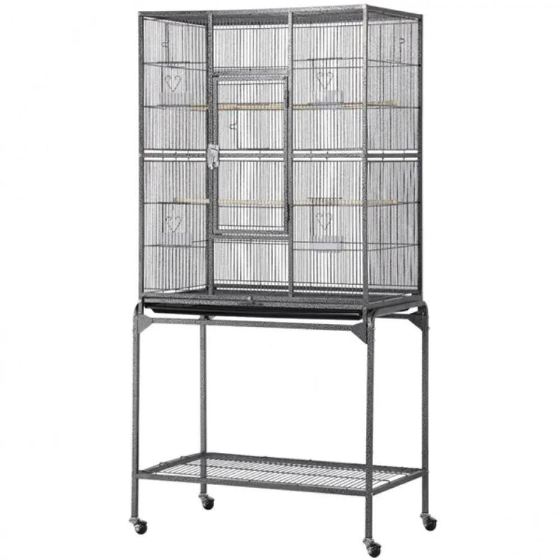 63’’H Large Parrot Cage w/ Stand Rolling Metal Pet Cage by Yaheetech