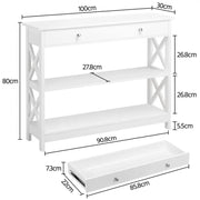 Wooden Console Table with 1 Drawer and 2 Open Shelves Versatile Entryway Table by Yaheetech