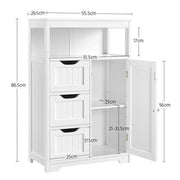 Bathroom Floor Cabinet MDF Wooden Storage Organizer w/ Drawers by Yaheetech