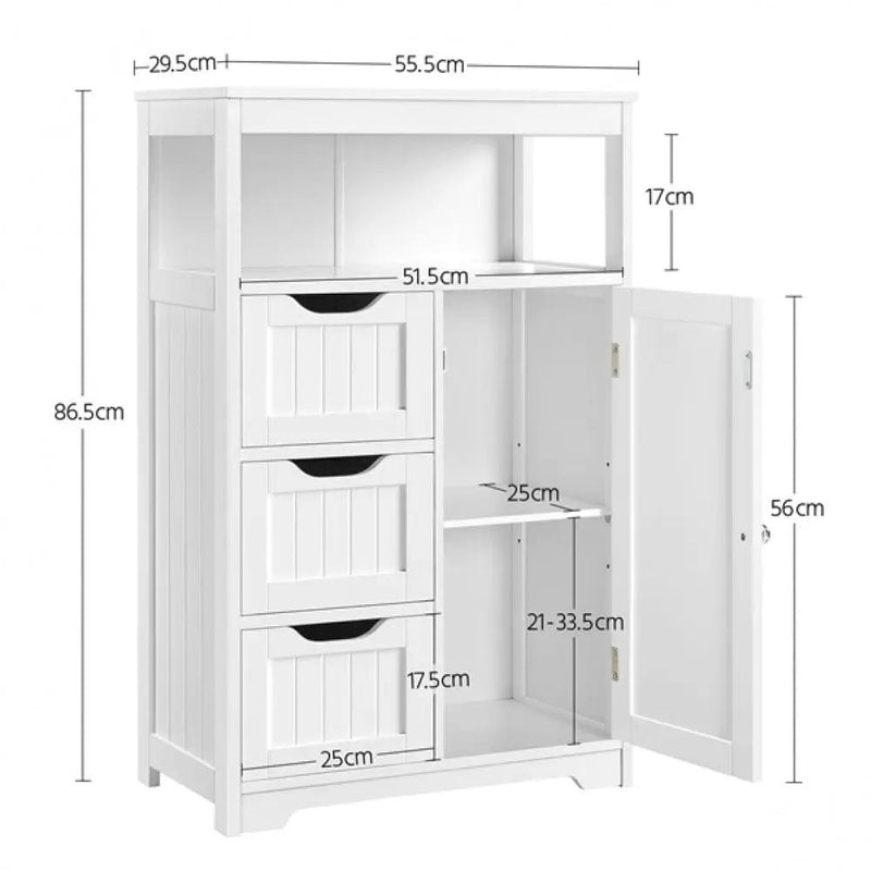 Bathroom Floor Cabinet MDF Wooden Storage Organizer w/ Drawers by Yaheetech