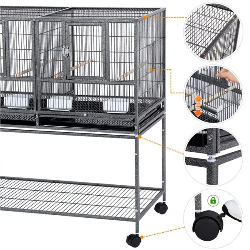 Stackable Wide Bird Cage Divided Breeder Cage by Yaheetech