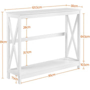 2-Tier X-Design Console Table Industrial Side Console Table End Table by Yaheetech