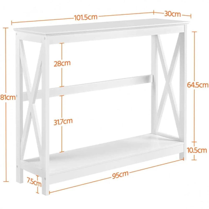 2-Tier X-Design Console Table Industrial Side Console Table End Table by Yaheetech