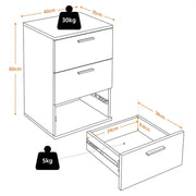 Side Table 3 Drawers End Table Chest Dresser Metal Handles Cabinet White by Yaheetech
