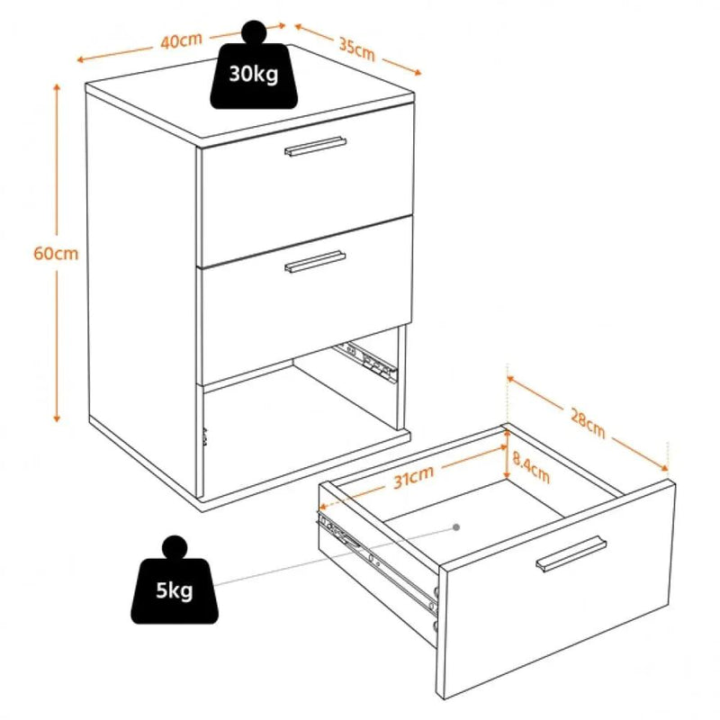 Set of 2 3 Drawers Side Table End Table by Yaheetech