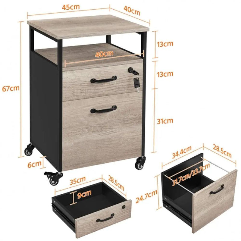 2 Sets Mobile Office File Cabinet by Yaheetech