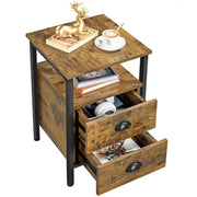 1 Pair Side Table with 2 Drawers by Yaheetech