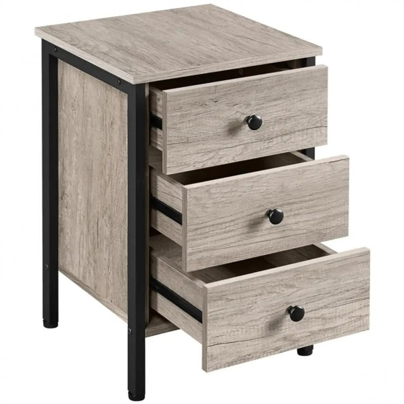 3 Drawer Nightstand Storage Nightstand Metal Frame Dresser Organizer by Yaheetech