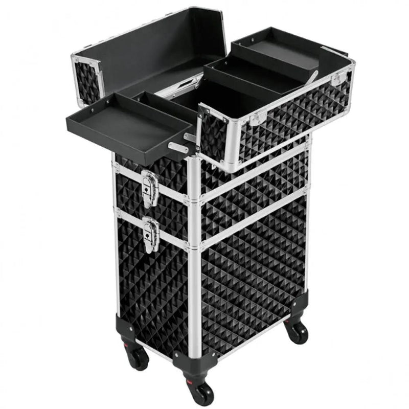 3-in-1 Rolling Makeup Train Case Portable Cosmetic Trolley by Yaheetech