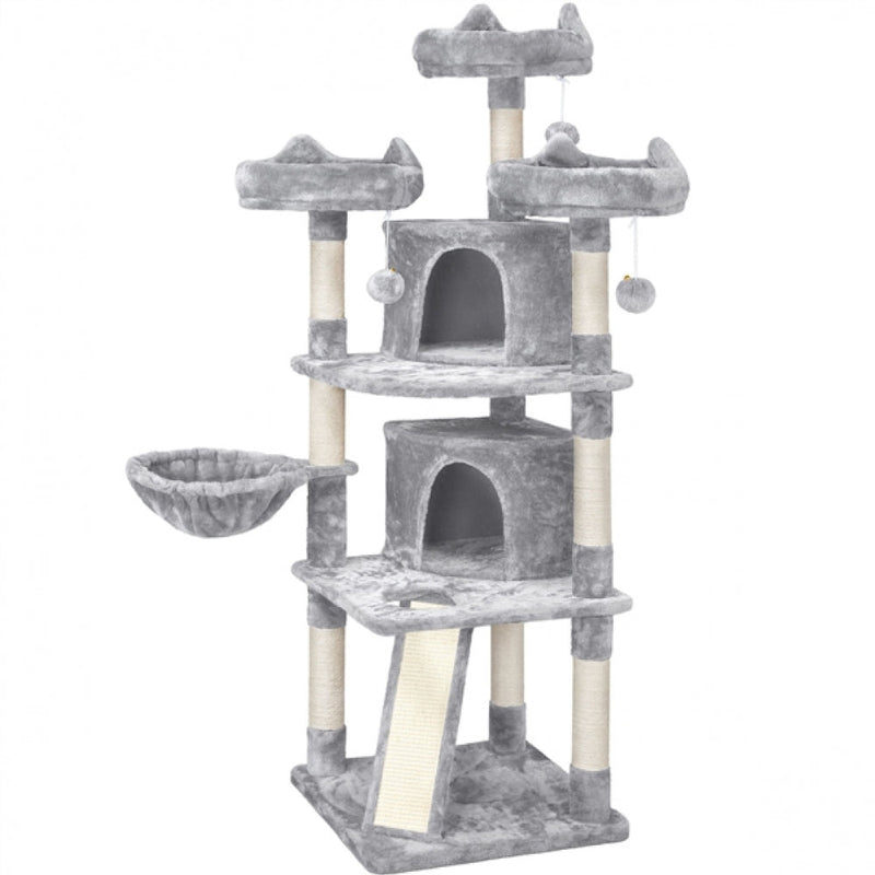 Large Cat Tree Big Cat House Plush Cat Tower by Yaheetech