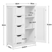 Large Wooden Bathroom Storage Cabinet Freestanding Floor Cabinet by Yaheetech