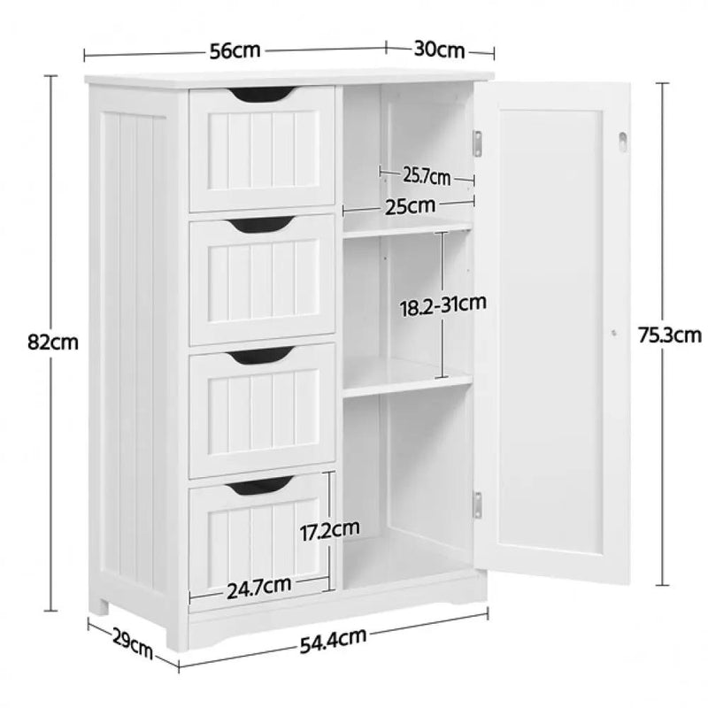 Large Wooden Bathroom Storage Cabinet Freestanding Floor Cabinet by Yaheetech