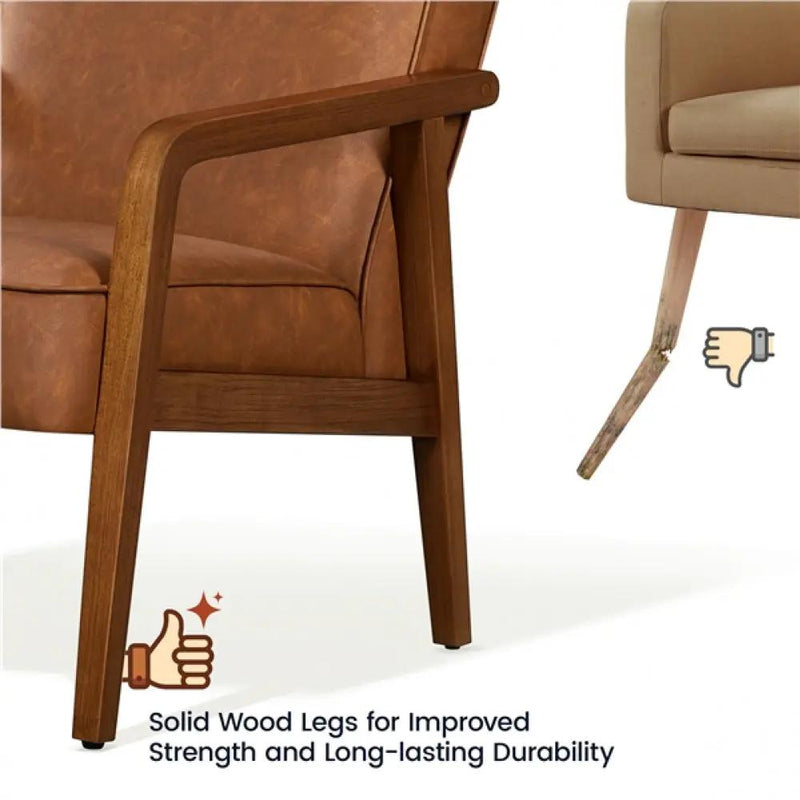Mid-Century Modern Upholstered Lounge Chair Accent Armchair by Yaheetech