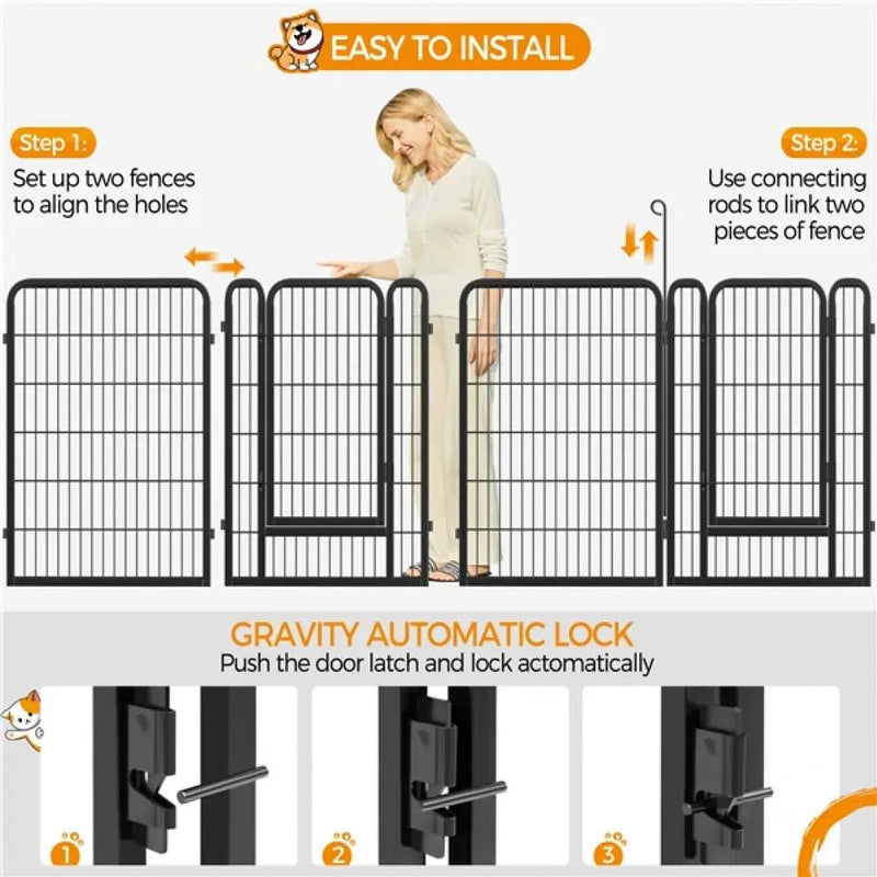 100cm Tall 6 Panels Heavy Duty Dog Playpen Exercise Barrier Outdoor Indoor Fence by Yaheetech