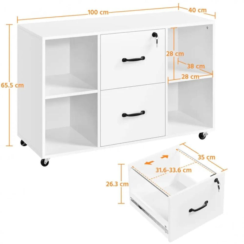 Vintage File Cabinet Mobile Letter Size File Cabinet by Yaheetech