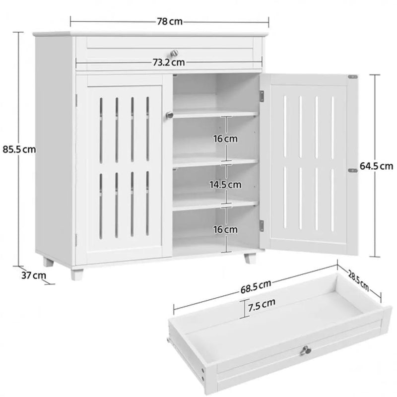 4 Tier Shoe Storage Cabinet 1 Drawer Closed Adjustable Shoes Rack by Yaheetech