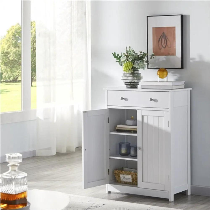 Free-Standing Bathroom Cabinet Storage Cabinet with 1 Drawer 2 Doors by Yaheetech