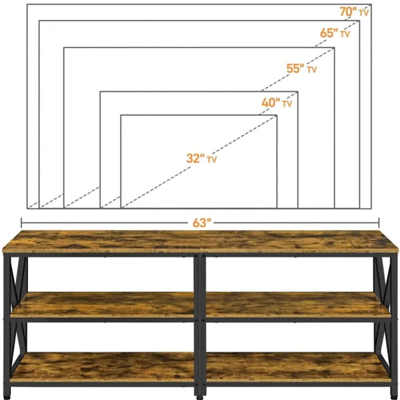 Vintage 3-layer TV Stand for TV up to 70 Inches by Yaheetech
