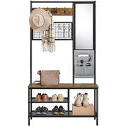 Six-in-one Hall Tree with Shoe Storage Bench/ Mirror/ Storage Bag/ Coat Rack by Yaheetech