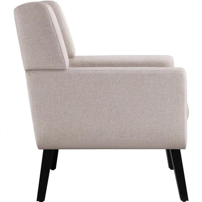 Button Tufted Armchair with Solid Wood Legs by Yaheetech