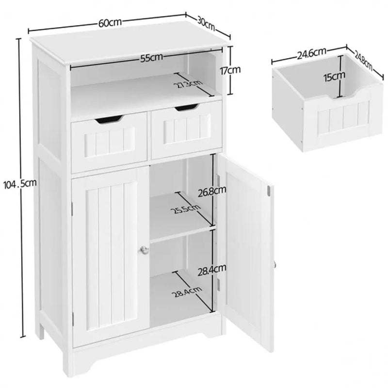 Bathroom Floor Storage Cabinet with 2 Drawers & Shelf Height-Adjustable Cabinet by Yaheetech
