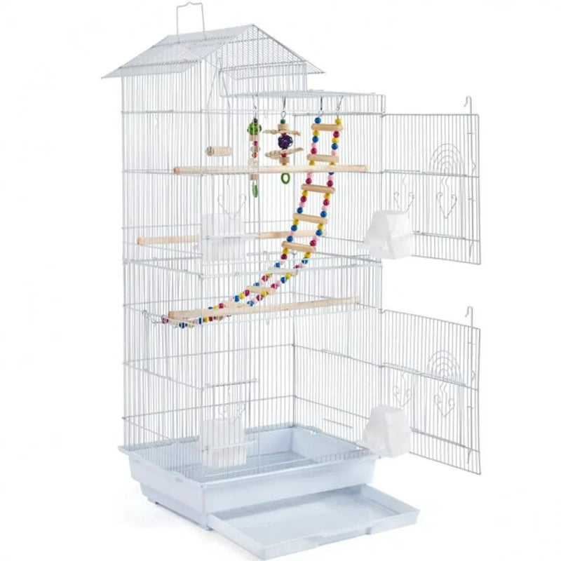 Metal Parrot Cage Bird cage w/ Swing & Ladder by Yaheetech