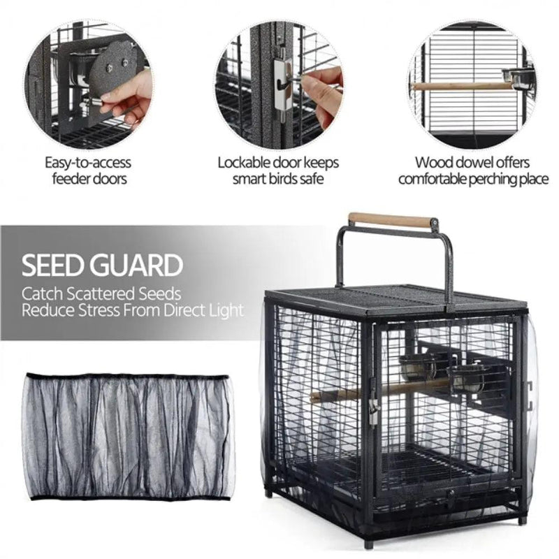 26" Wrought Iron Travel Bird Cage Carrier for Small to Medium Sized Birds by Yaheetech