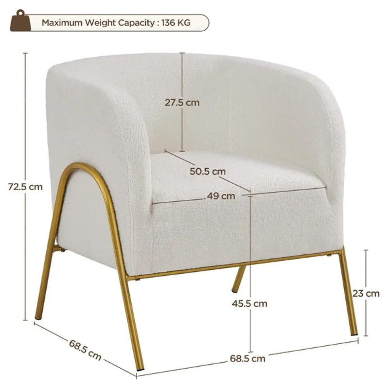 Contemporary Accent Armchair with Gold-tone Metal Legs by Yaheetech