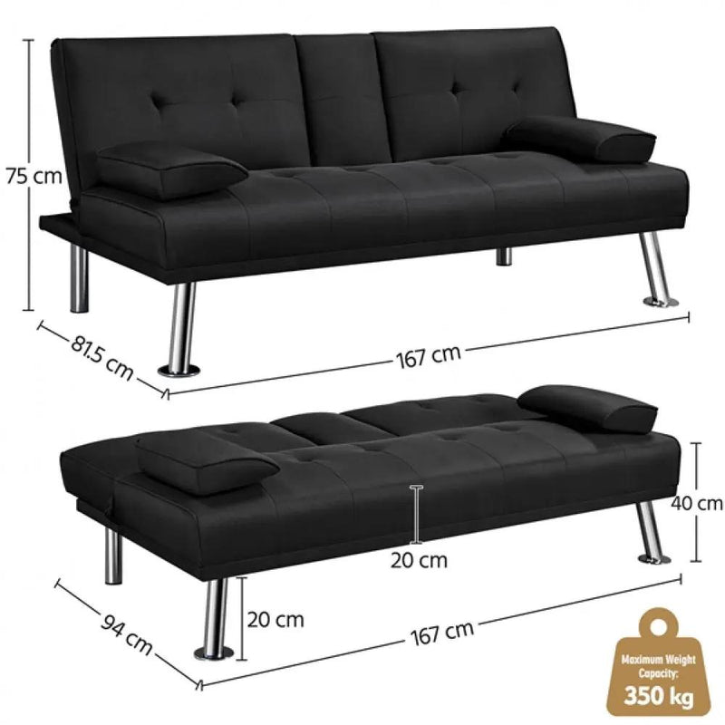 Fabric Upholstered Convertible Futon Sofa Bed by Yaheetech