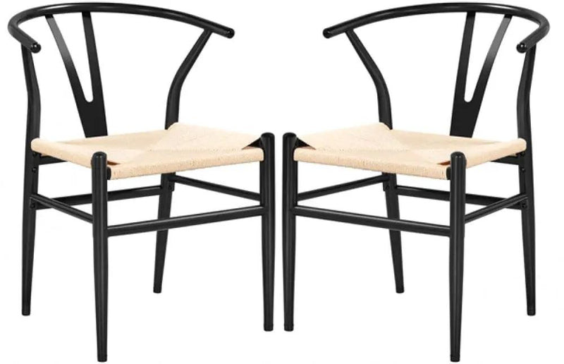 2pcs Modern Chair Y-Shaped Backrest Mid-Century Metal Dining Chair by Yaheetech