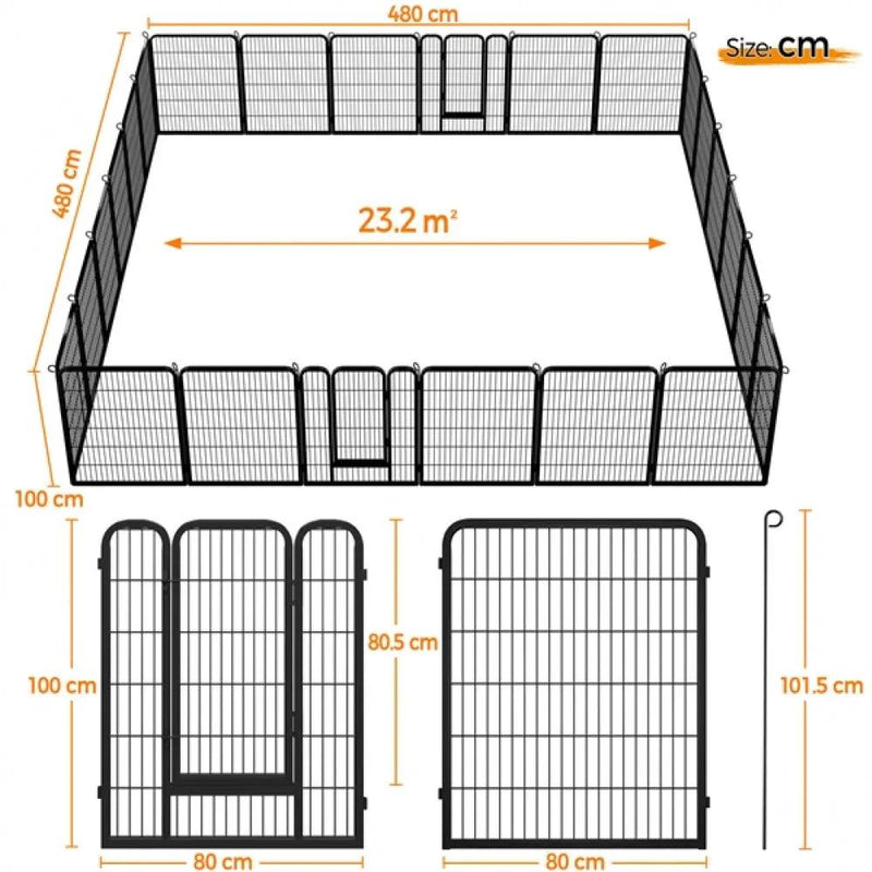 32x Panel Heavy Duty Dog Playpen Dog Pen by Yaheetech
