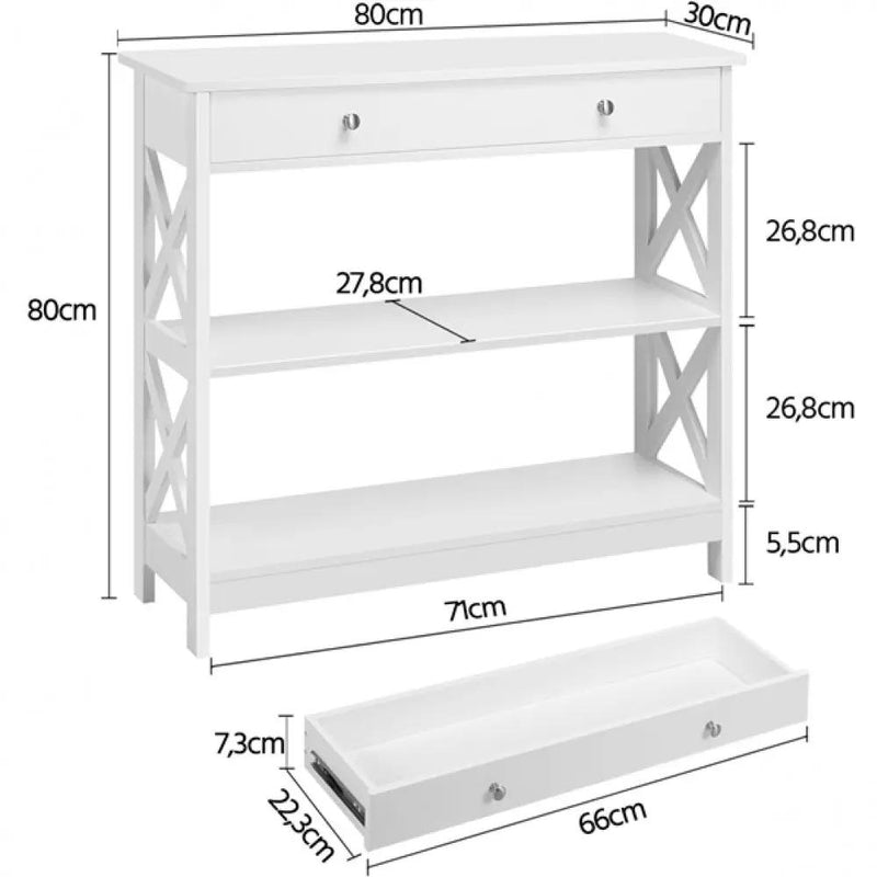Wooden Console Table with 1 Drawer and 2 Open Shelves by Yaheetech