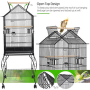 H145cm Open Top Metal Parrot Cage Bird Cage by Yaheetech