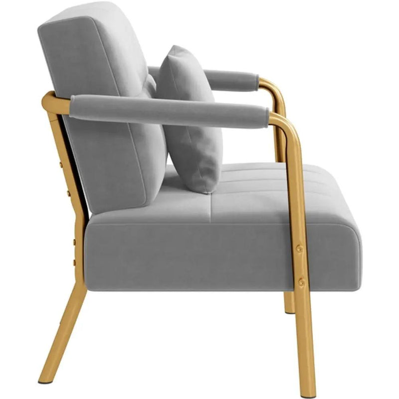 Velvet Accent Armchair with Cozy Pillow by Yaheetech