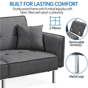 Extra Large Sofa Convertible Futon Sofa Bed by Yaheetech