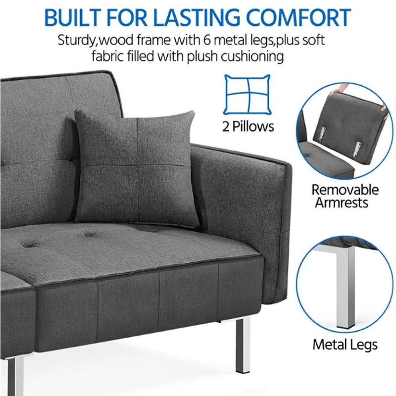 Extra Large Sofa Convertible Futon Sofa Bed by Yaheetech
