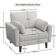 Tufted Oversized Armchair Comfy Fabric Accent Chair Single Sofa by Yaheetech