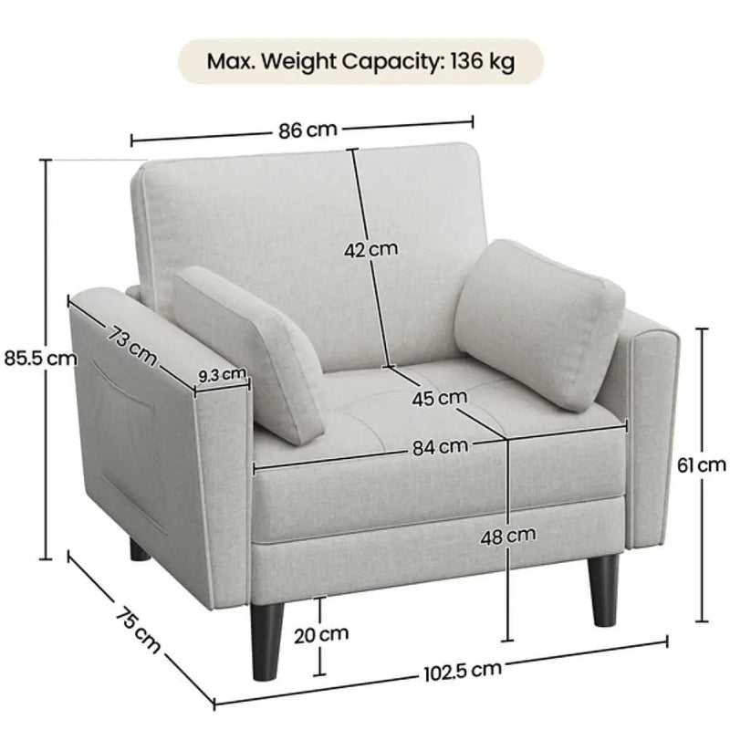 Yaheetech Tufted Oversized Armchair Comfy Fabric Accent Chair Single Sofa Tufted Oversized Armchair Comfy Fabric Accent Chair Single Sofa
