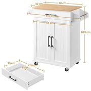 Kitchen Island Cart with Spice Rack Storage Rolling Kitchen Cart by Yaheetech