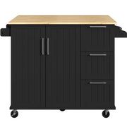 Kitchen Cart Kithen Trolley with Wood Top and Drop Leaf Breakfast Bar by Yaheetech