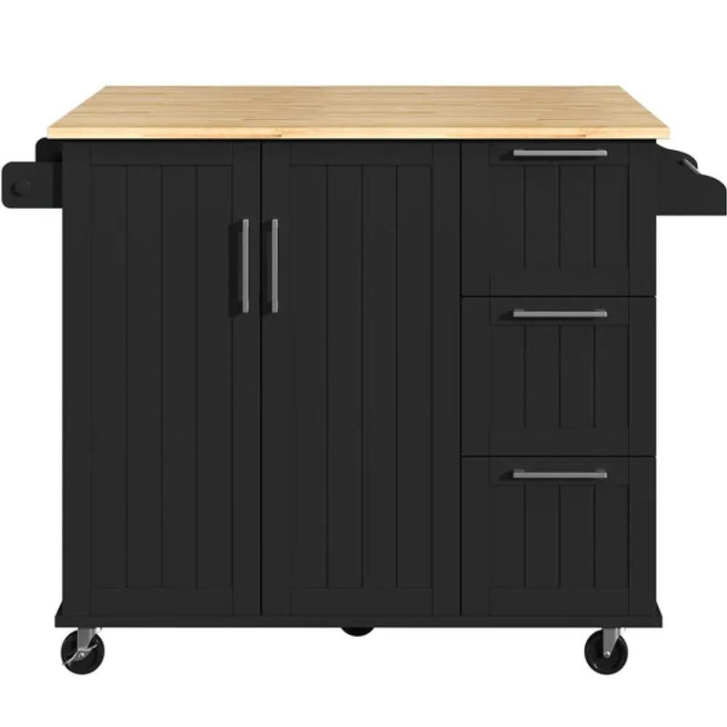 Kitchen Cart Kithen Trolley with Wood Top and Drop Leaf Breakfast Bar by Yaheetech