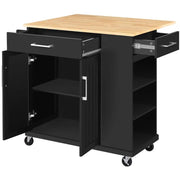 Kitchen Island Kitchen Trolley on Wheels with Drawers & Cabinet by Yaheetech