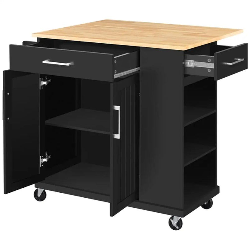 Kitchen Island Kitchen Trolley on Wheels with Drawers & Cabinet by Yaheetech