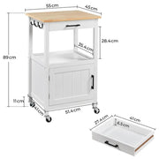 Kitchen Island Cart Storage Rolling Kitchen Cart W/Wheels by Yaheetech