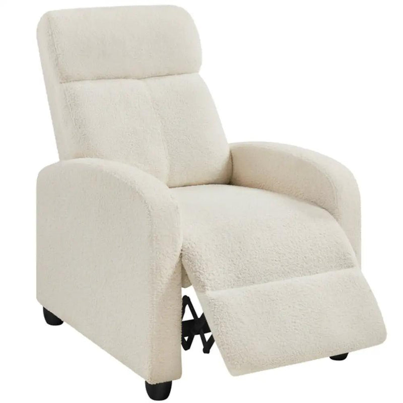 Upholstered Recliner Boucle Recliner Sofa Adjustable Modern Single Reclining Chair by Yaheetech